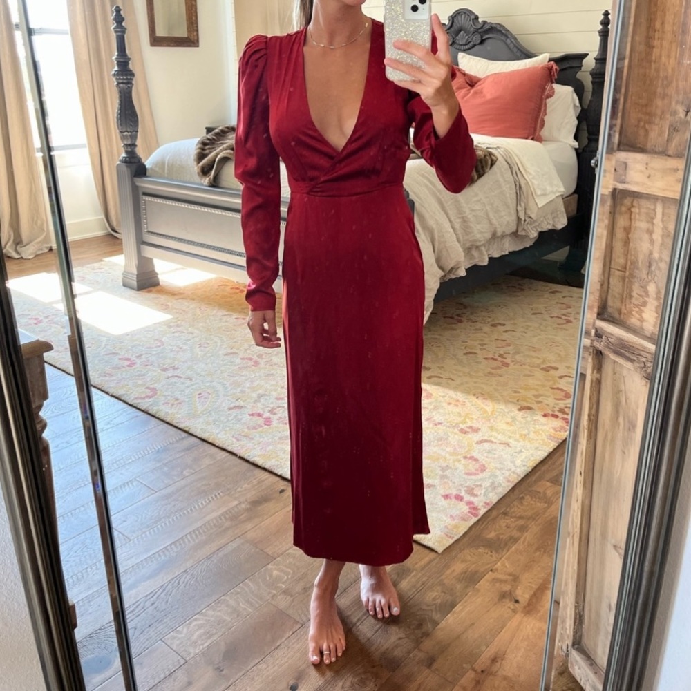 Red satin dress